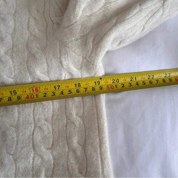 Ralph Lauren Cream Cable Knit Crewneck Sweater Women’s Large Wool Cashmere Blend - Picture 8 of 10